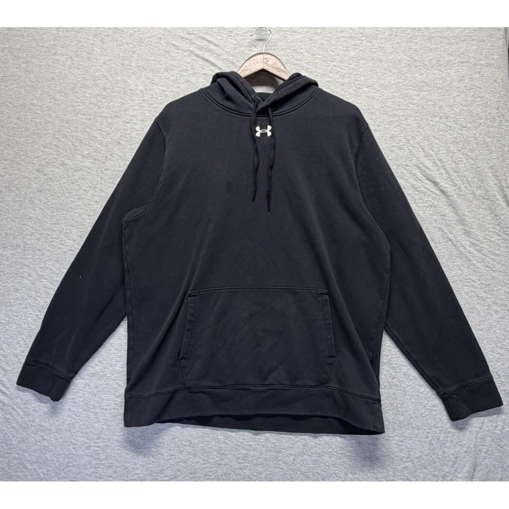 Under Armour ColdGear Hustle Fleece Hoodie Men Large Black Loose Fit Athleisure